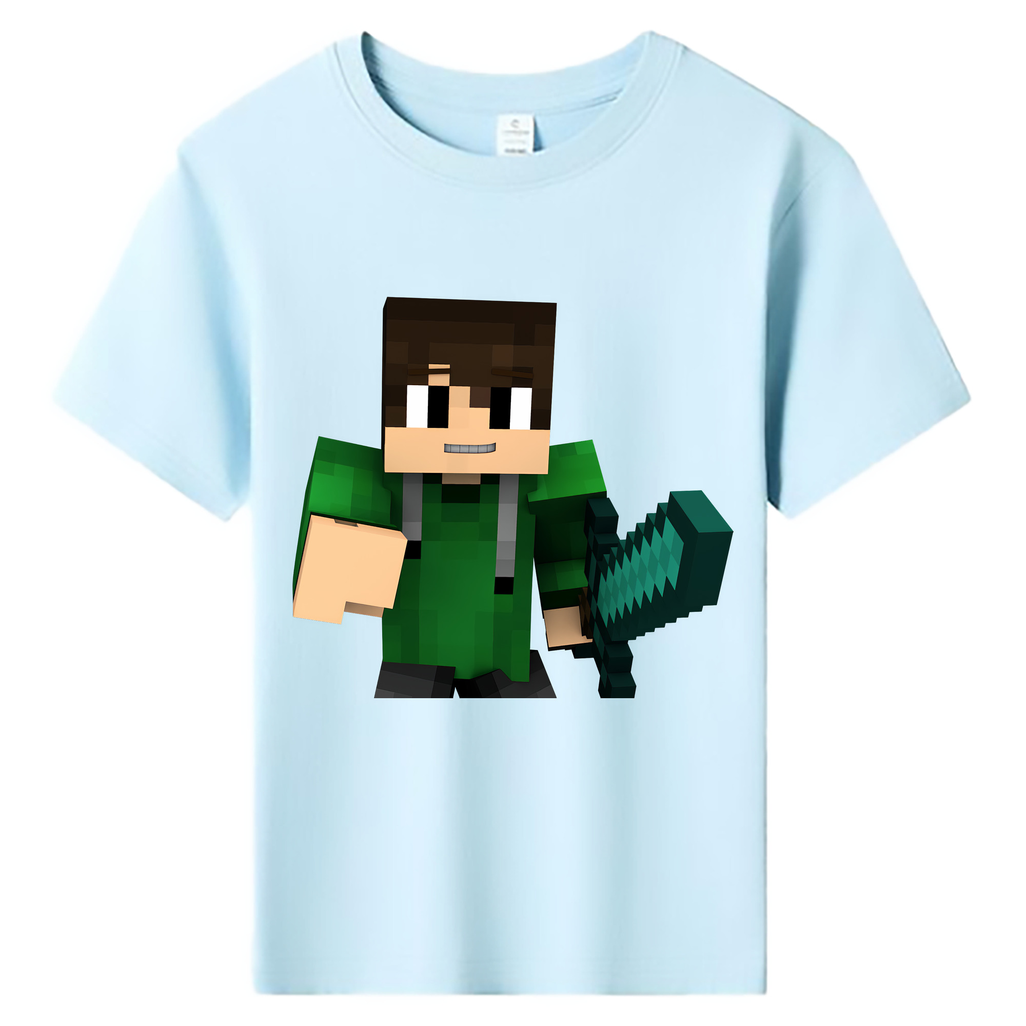 （画像用） マインクラフト ブロックの世界 Minecraft MC Block world 綿100％キッズTシャツ（フロントプリント）